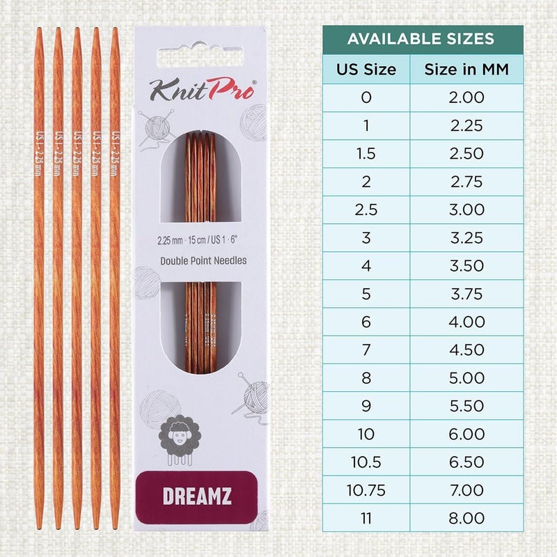 Knit Pro Dreamz Double Pointed Needles 6" (15cm) | US Size 1 (2.25mm) - Image 3